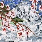 Floral artwork in exhibition