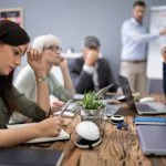Unhappy team during the meeting