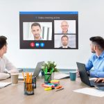 Businessman in a hybrid set up