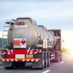 Trucks transporting dangerous chemical on the road