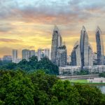 Urban landscape and upperhouse of Singapore at Sunset