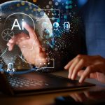 Male using AI while working