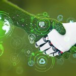 Technology and Green Nature handshake