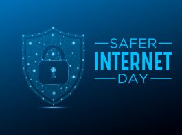 Safer Internet Day, February 6. Online and cyber sequrity awareness vector template for banner, card, poster and background design.
