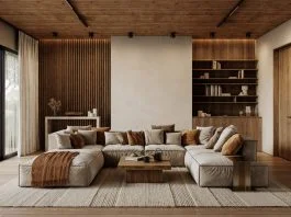 living room with a carpet