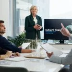 European business leaders having a meeting about climate risks