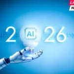 robotic hand holding big glowing AI light