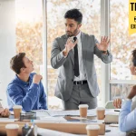 Leader sharing ideas and insights to business partners. Thought leadership concept