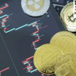 Bitcoin gold coin and on chart background. Virtual cryptocurrency concept. digital crypto currency for defi decentralized financial banking p2p exchange investment via internet online technology